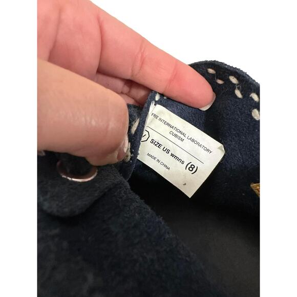 Visvim Navy Flynt Hi Sashiko Suede Sneakers Size 8 - Picture 10 of 10